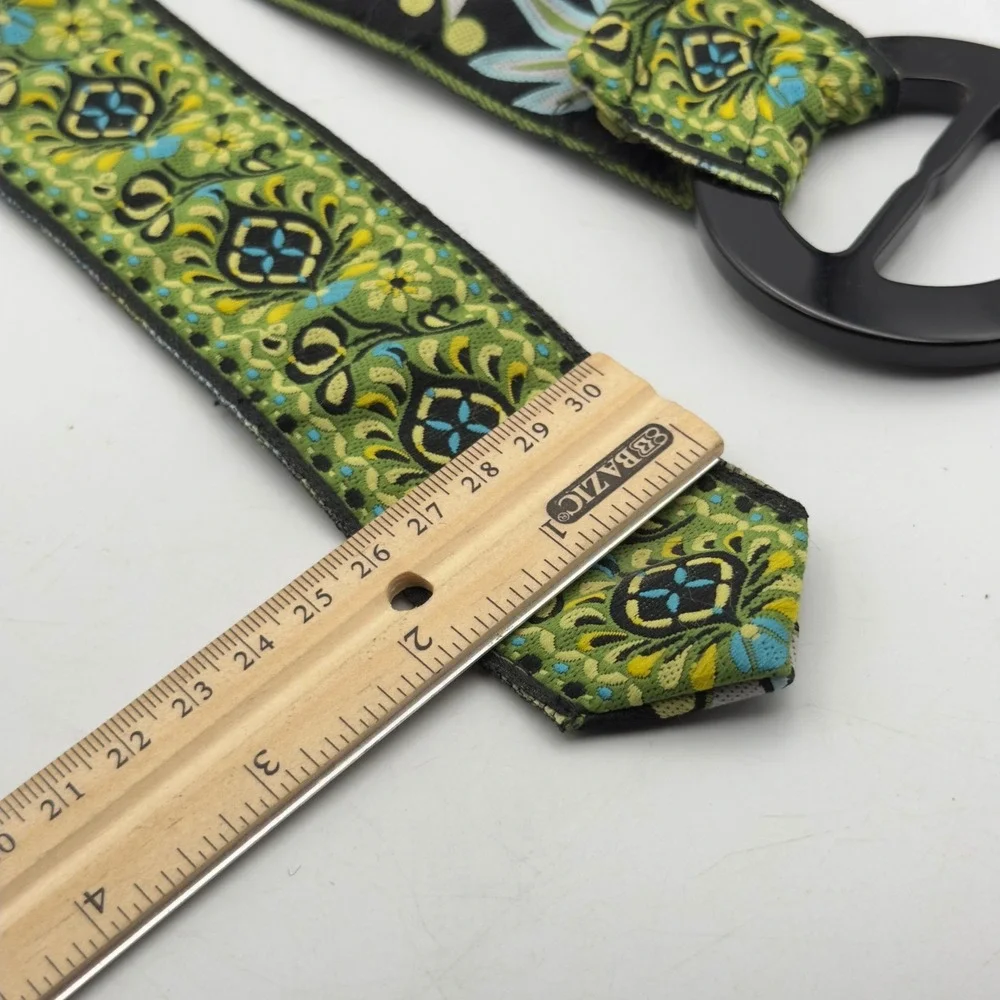 Woven Tapestry Belt Green Floral Paisley Vtg Style 42in Boho Cinch Cottagecore